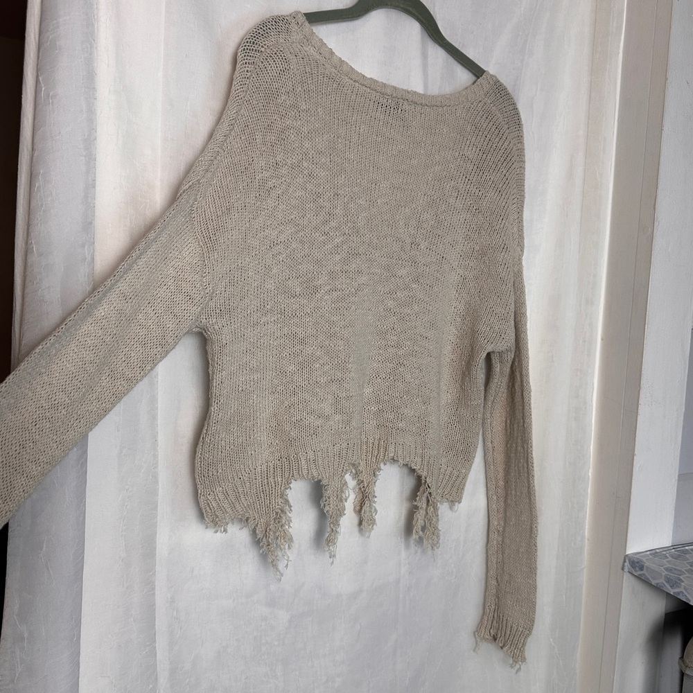 3/$20 💥 Blank Paige Oversized Relaxed Fit Sweater Distressed Cream Frayed Knit‎ - Picture 3 of 15